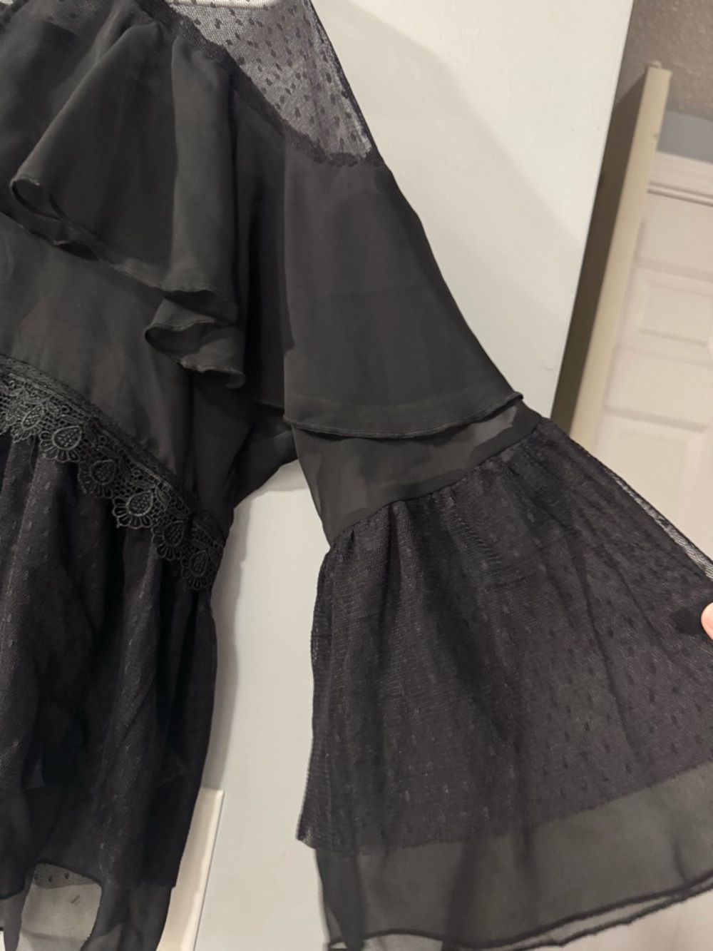 ASOS Black Ruffle Sheer Blouse - Picture 5 of 10